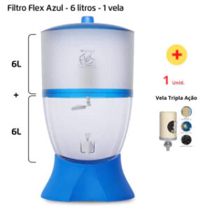 Filtro Flex - 6 litros - 1 vela - Azul + 1 Vela Tripla Ação