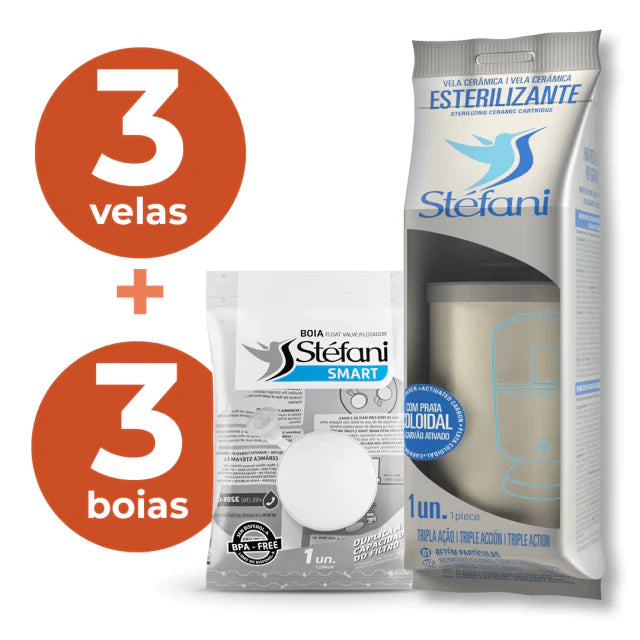 Kit 3: 3 velas esterilizantes + 3 boias