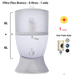 Filtro Flex - 6 litros - 1 vela - Branco + 1 vela Tripla Ação