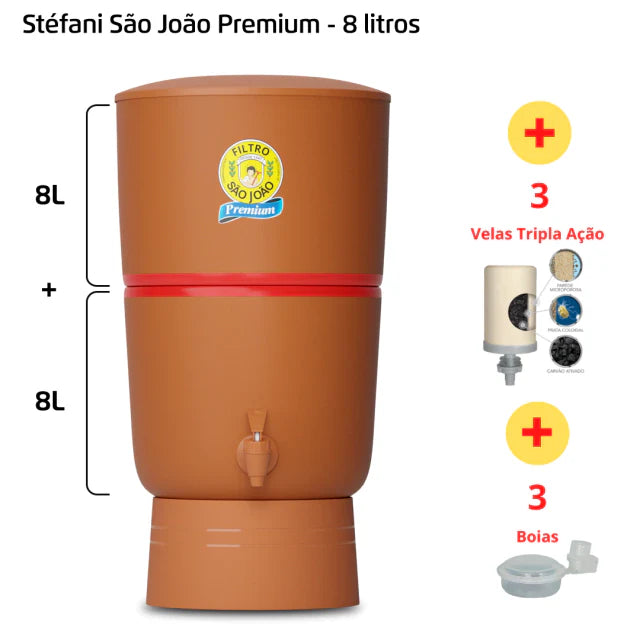 Filtro Premium - 8 litros - 3 velas + 3 vela Tripla Ação